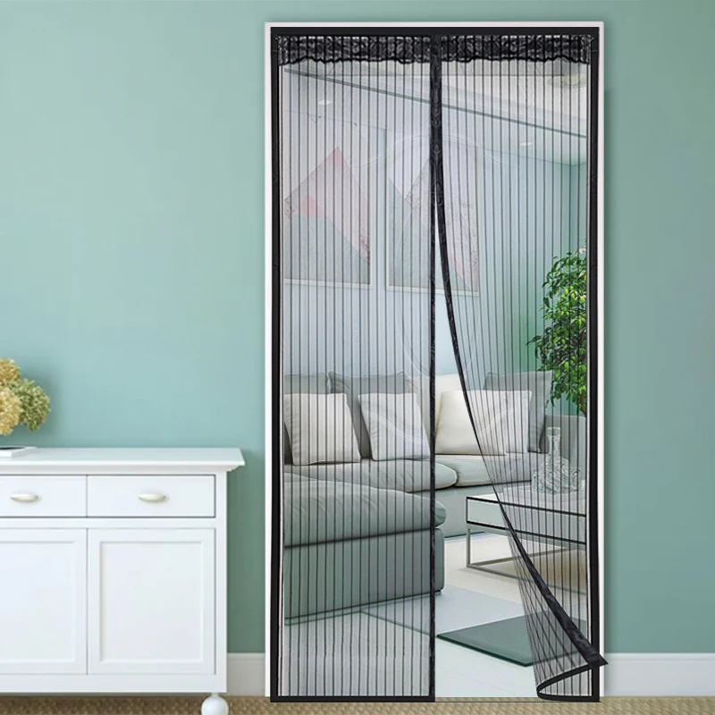 Prevent bugs from entering the hands-free polyester mesh, partition screen door and curtain automatically close the door
