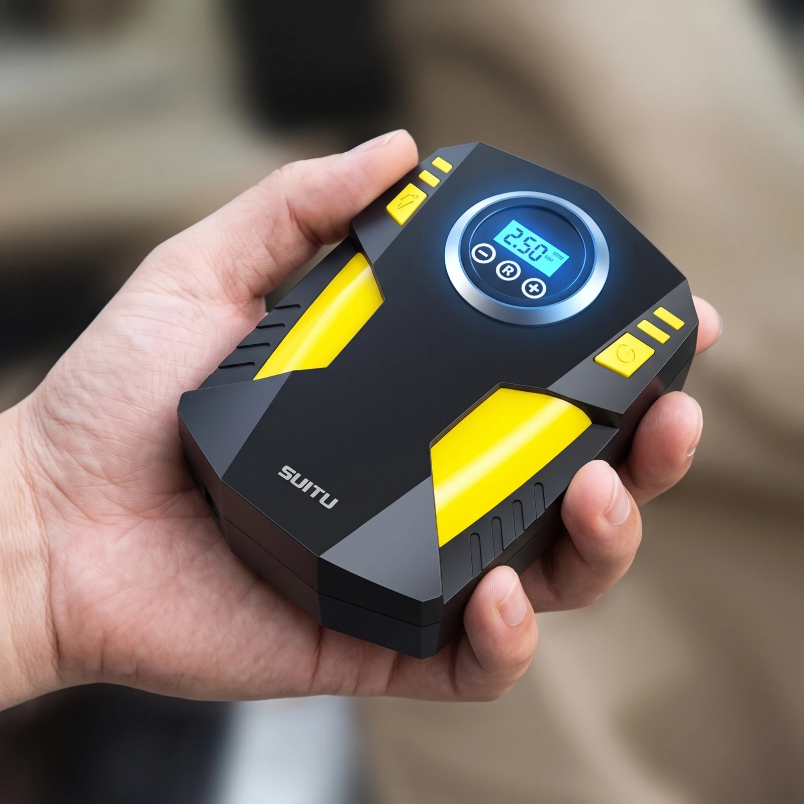 Portable Air Compressor with Pressure Gauge 12V Tire Inflator with LED Light Tire Inflator Mini Car Air Pump Quick Inflation view 4
