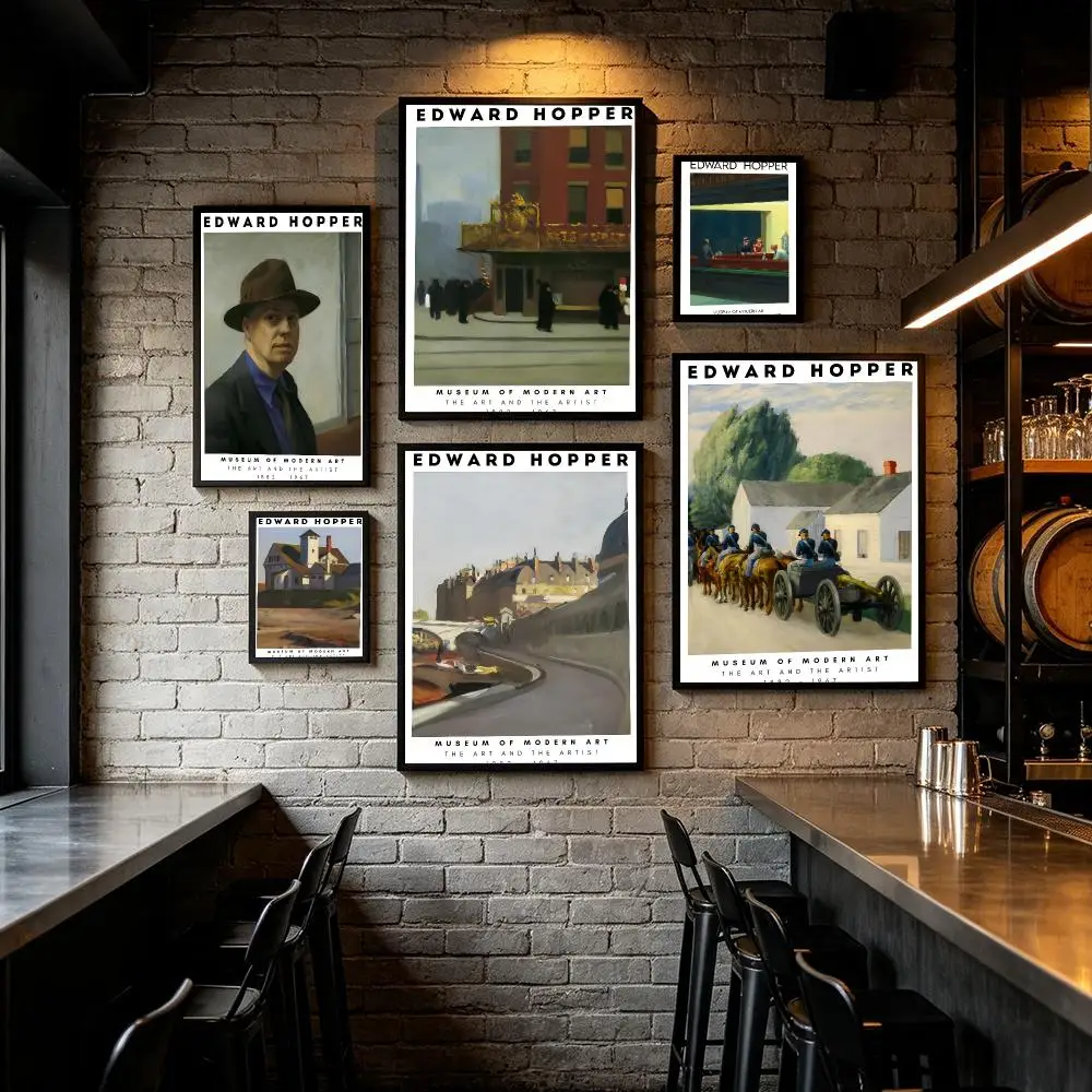 Famous E-Edward Hopper Poster HD Home Wall Stickers House Hallway Living Room Bedroom Bar Office Decor Art Prints