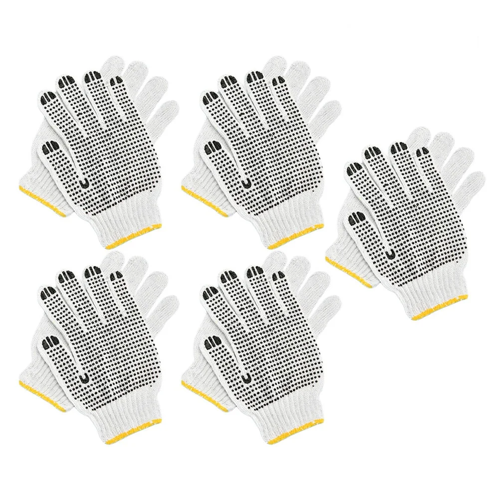 

5 Pairs Wearproof Skidproof Gloves Labour Protection Cotton Soft Material PVC Yarn Durable Safe Construction Machinery Baking