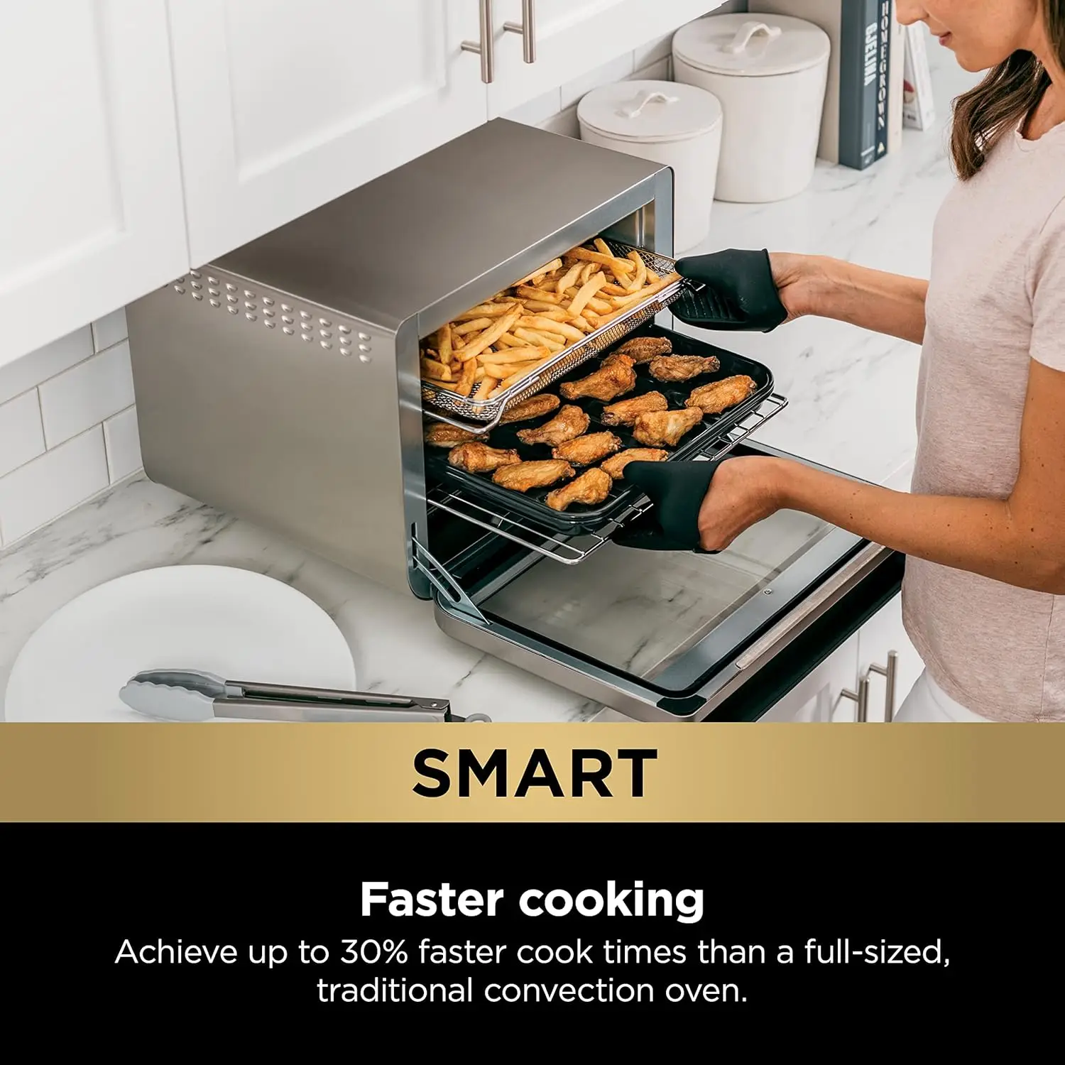 Ninja DT251 Foodi 10-in-1 Smart XL Air Fry forno cuocere, Broil, Toast, arrosto, termometro digitale per tostapane, True Surround Convection