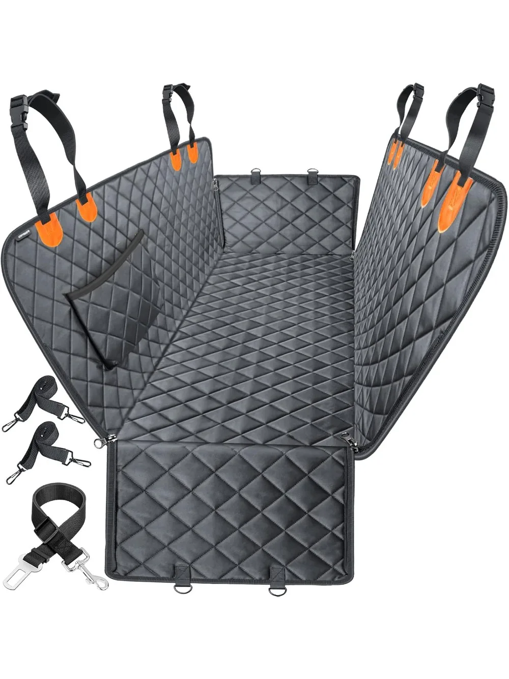 

100% Waterproof Dog Car Seat Cover, 600D Heavy-Duty Scratch Proof & Non-Slip Hammock for Back Seats