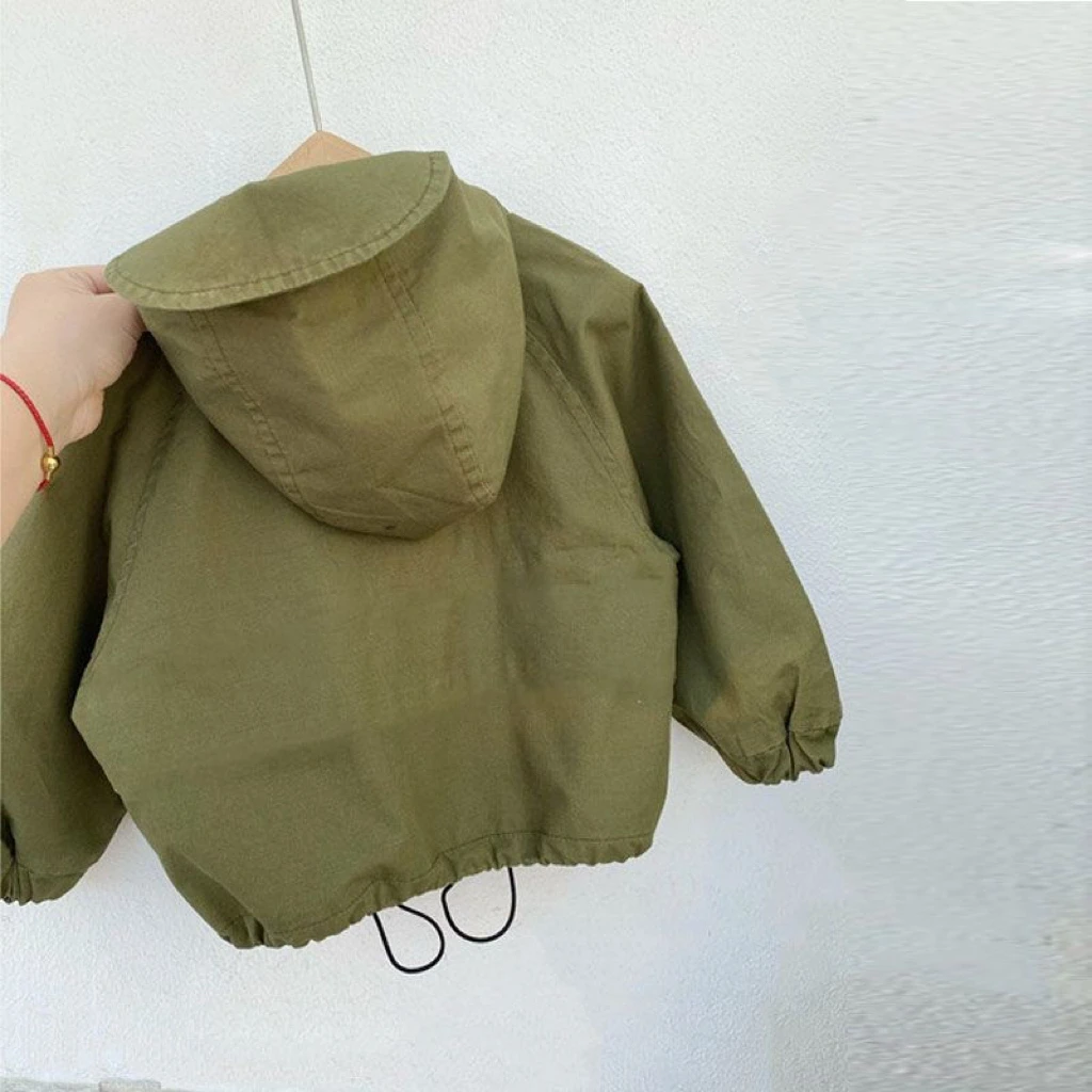 Fashion Baby Girl Boy Hooded Jacket Cotton Infant Toddler Kid Bag Coat Autumn Spring Child Outwear Solid Color Baby Clothes 1-7Y