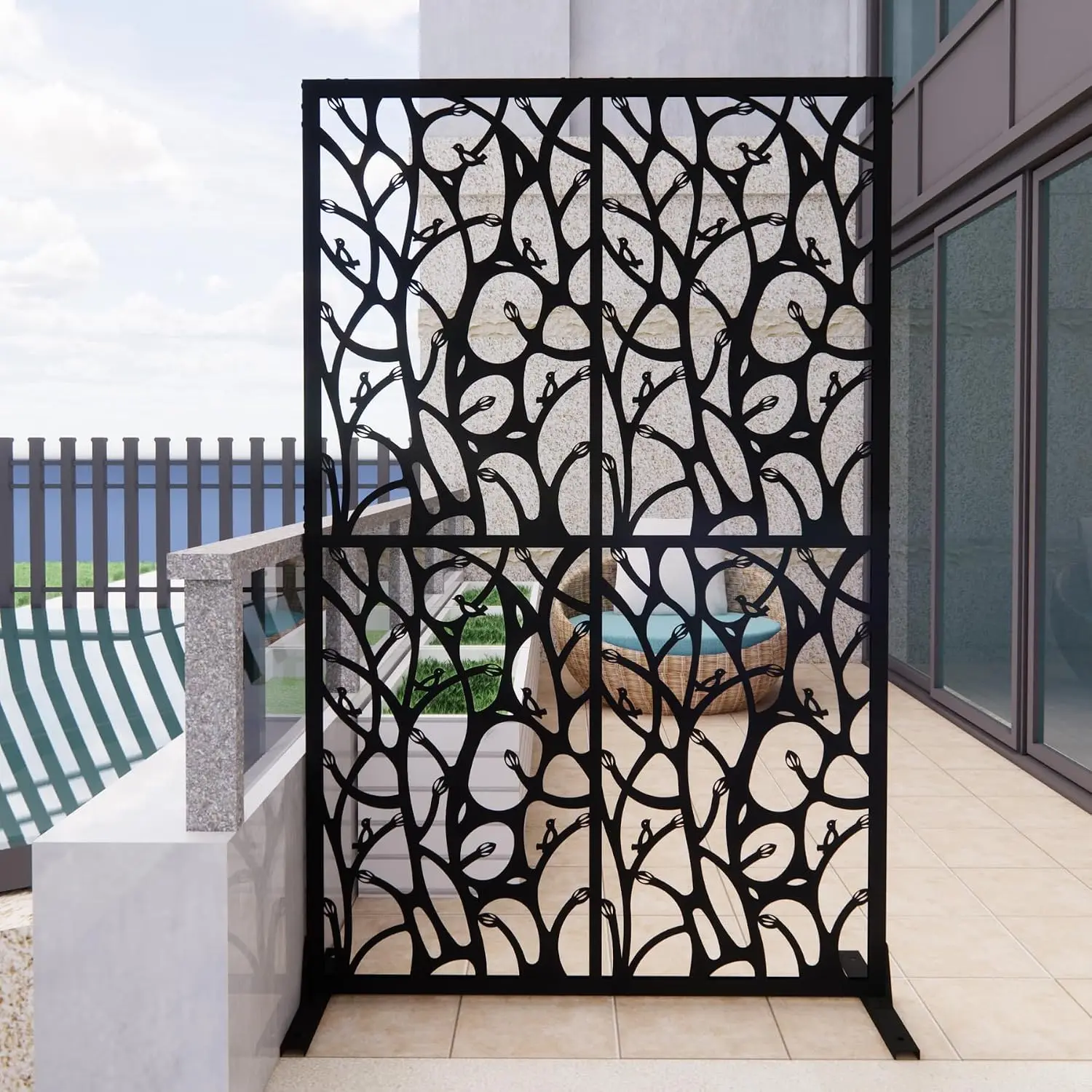 Metal Metal Privacy Screen 72" H×45" W Decorative Outdoor Divider with Stand Panels Outdoor Privacy Screens Freestanding, Customized - Aliexpress Deal