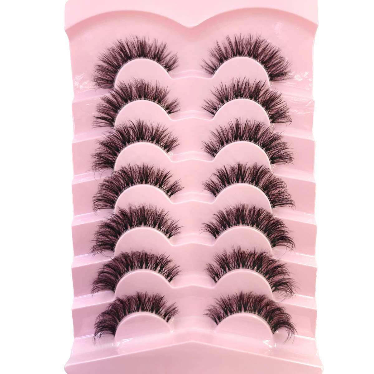 HBZGTLAD 7 Pairs 3D Faux Mink Lashes Fluffy Soft Full Thick Wispy Natural long False Eyelashes Curly lashes wholesale lashes