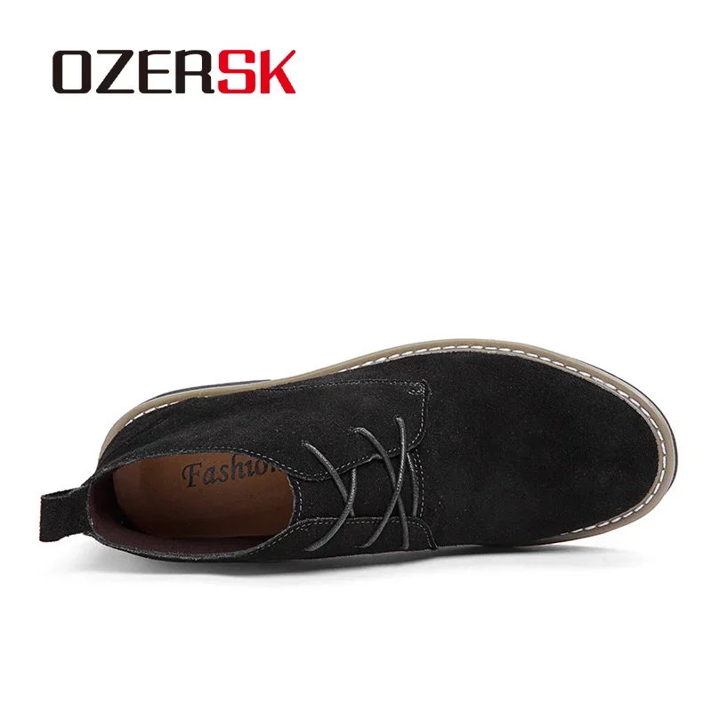 OZERSK Men's Chelsea Boots Leather 38-46 Fashion Brand Comfortable Daily Walking Shoes Dress Office Working Boots For Men