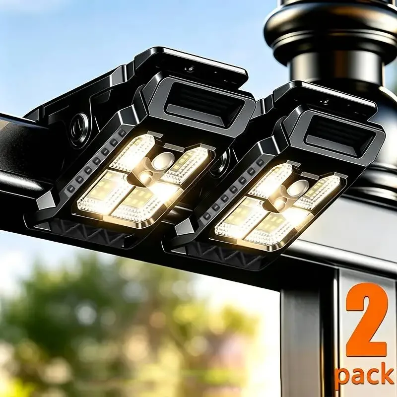 Outdoor Solar Clip on Light, Waterproof, 3 Modes of Light, 360 ° Rotatable Wireless LED Safety Light, Fence, Wall, Courtyard