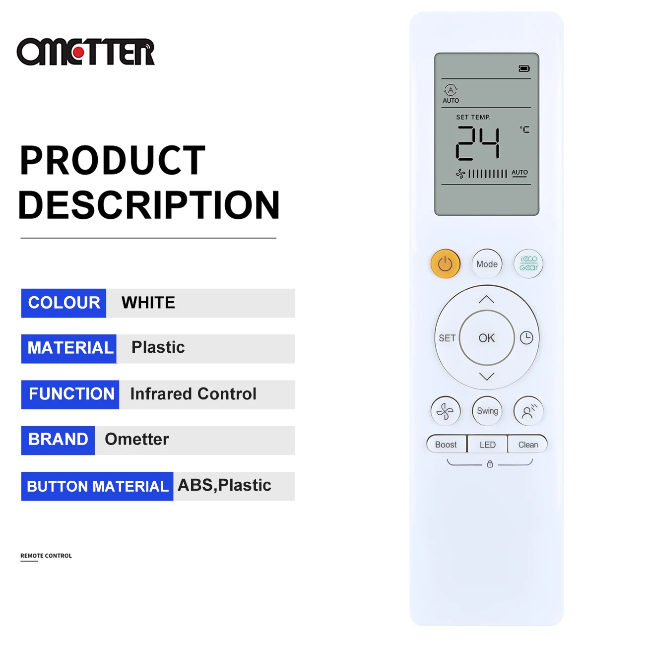 RG10A(B2S)BGEF For Midea Air Conditioner Remote Control Compatible RG10A(F2S/H2S/G2S/K2S)/BGEFRG10A1(F2S/H2S/G2S/K2S)/BGEF ℉ / ℃