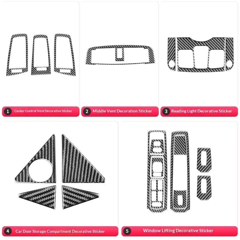 

For Cadillac CTS 2003-2008 Interior Upgrade Kit Carbon Fiber Dash Vent Door Handle Frame Stickers