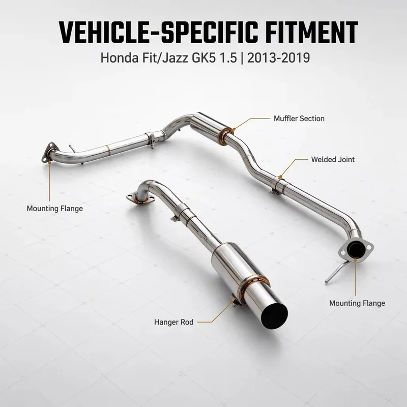 Perfectly Customized Performance Cat Back Exhaust Muffler Specifically Designed for Honda Fit/Jazz  GK5 1.5 2013-2019