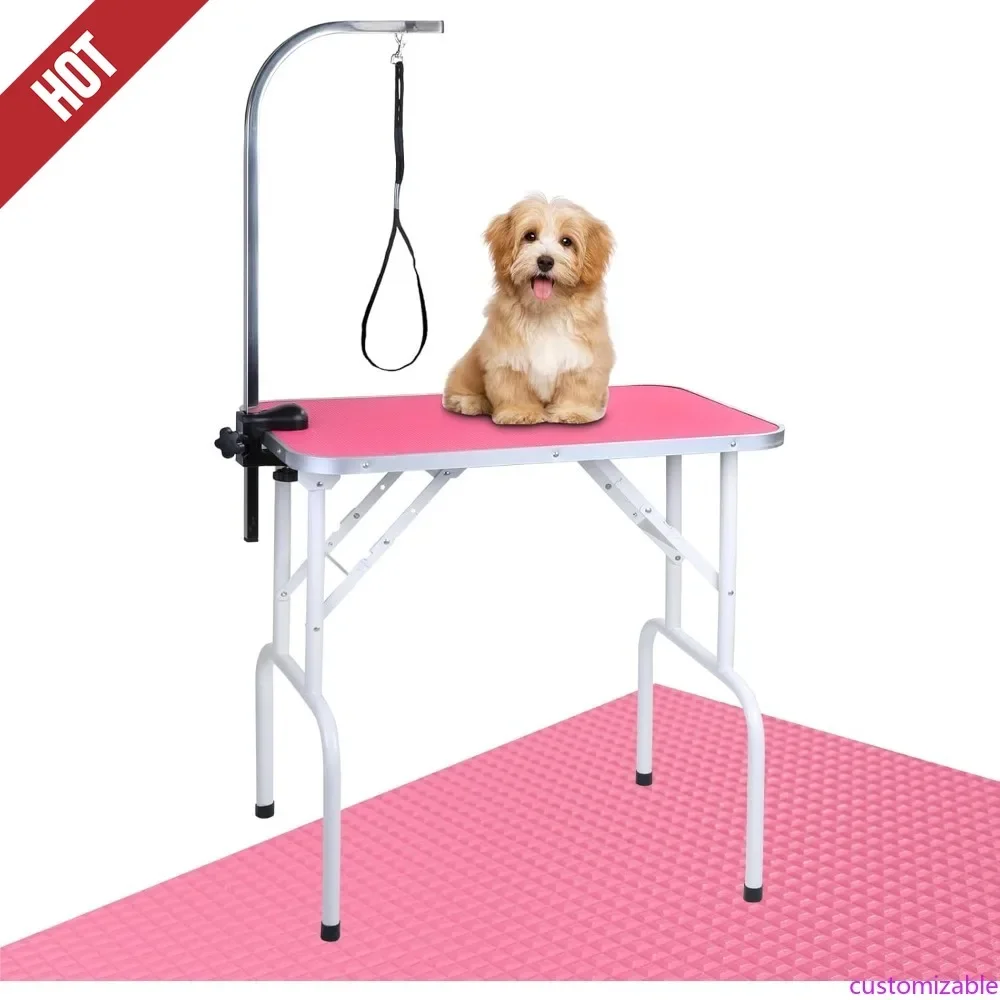 

Складной стол для груминга собак LEIBOU с регулируемой высотой, прочная железная рама с подставкой для лап и кольцом для собак, кошек и других домашних животных.