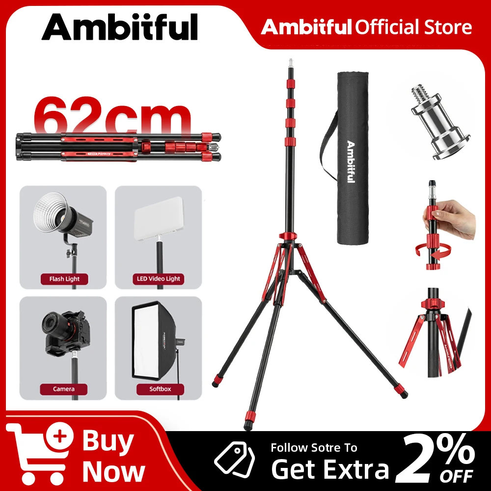 AMBITFUL GM09 320cm 260cm 220cm Light Stand Reversable Fold Tripod 6KG Max Loaded For Studio LED Light Flashlight Camera Softbox
