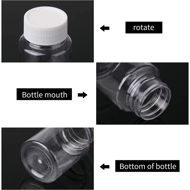 Botellas de plástico para pastillas, 10 piezas, 15ml-100ml, dispensador de medicina vacío con tapas de sellado, contenedor de cápsulas para cocina, líquido y cosmético