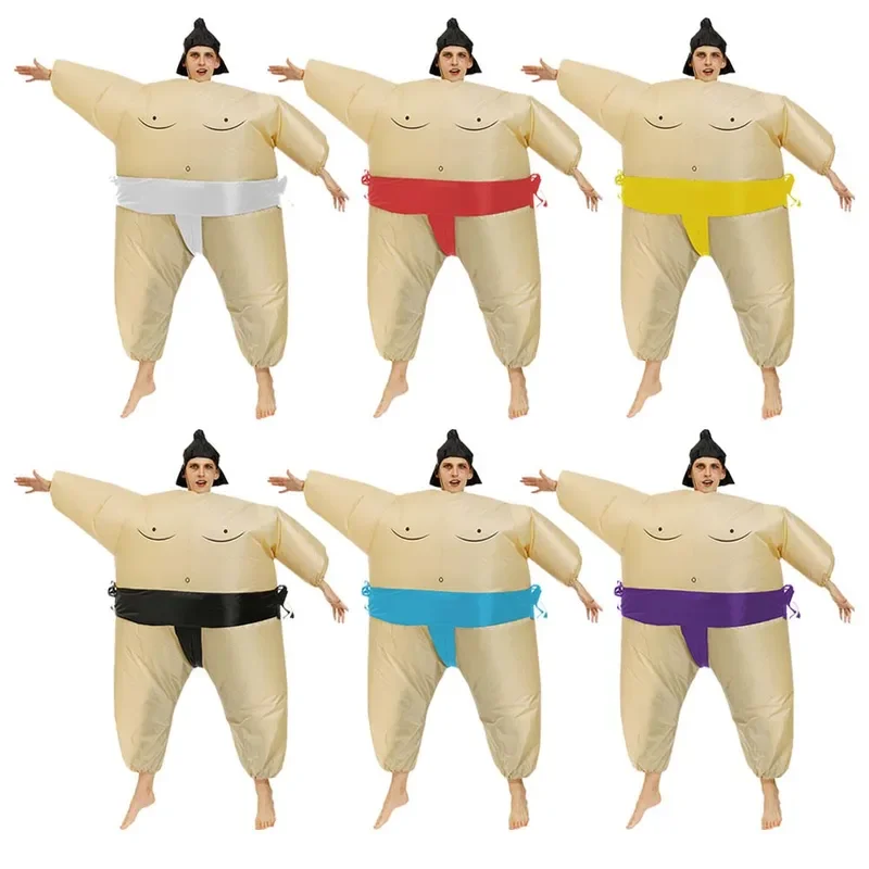 Halloween Sumo Wrestler Costume Men Children Inflatable Suit Blow Up Outfit Cosplay Christmas Kid Adult Dress