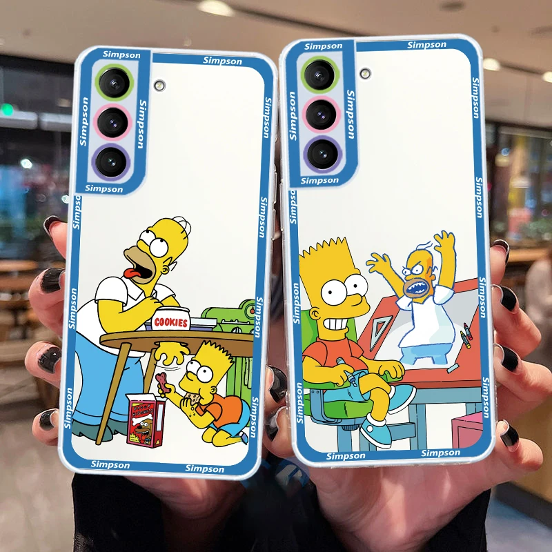 

Disney Simpsons Daily Life Transparent Phone Case For Samsung S23 S22 Ultra S21 S20 FE S10 Note20 10 Plus 5G Angel Eyes