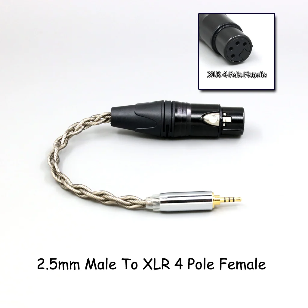 99 % reines Silber + Graphen versilbertes Schild-Kopfhörerkabel für 4,4 mm, 3,5 mm, 2,5 mm XLR 6,35 mm Stecker auf Buchse, Adapter-Konverter – Detail 3