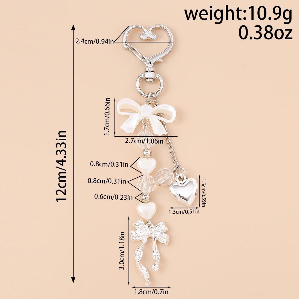 Aihua süße Y2K Metall Perle Liebe Herz Schleife Schlüsselanhänger Perle Schlüsselanhänger für Frauen Mädchen Handtasche Anhänger DIY handgemachte Schmuck Geschenk – Detail 7