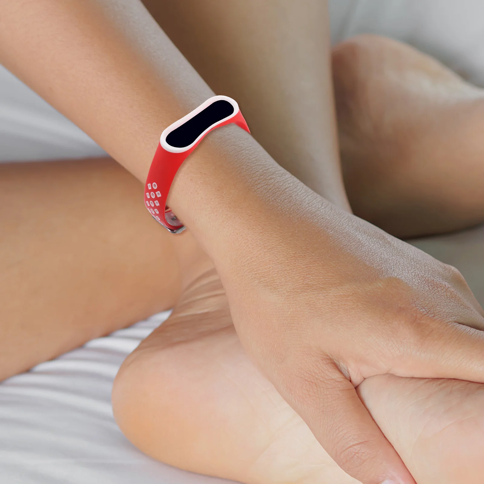 

Silicone Watch Strap Two-Tone Adjustable Unisex Replacement For 3 4 White Comfortable Smooth Replacement Band Watch