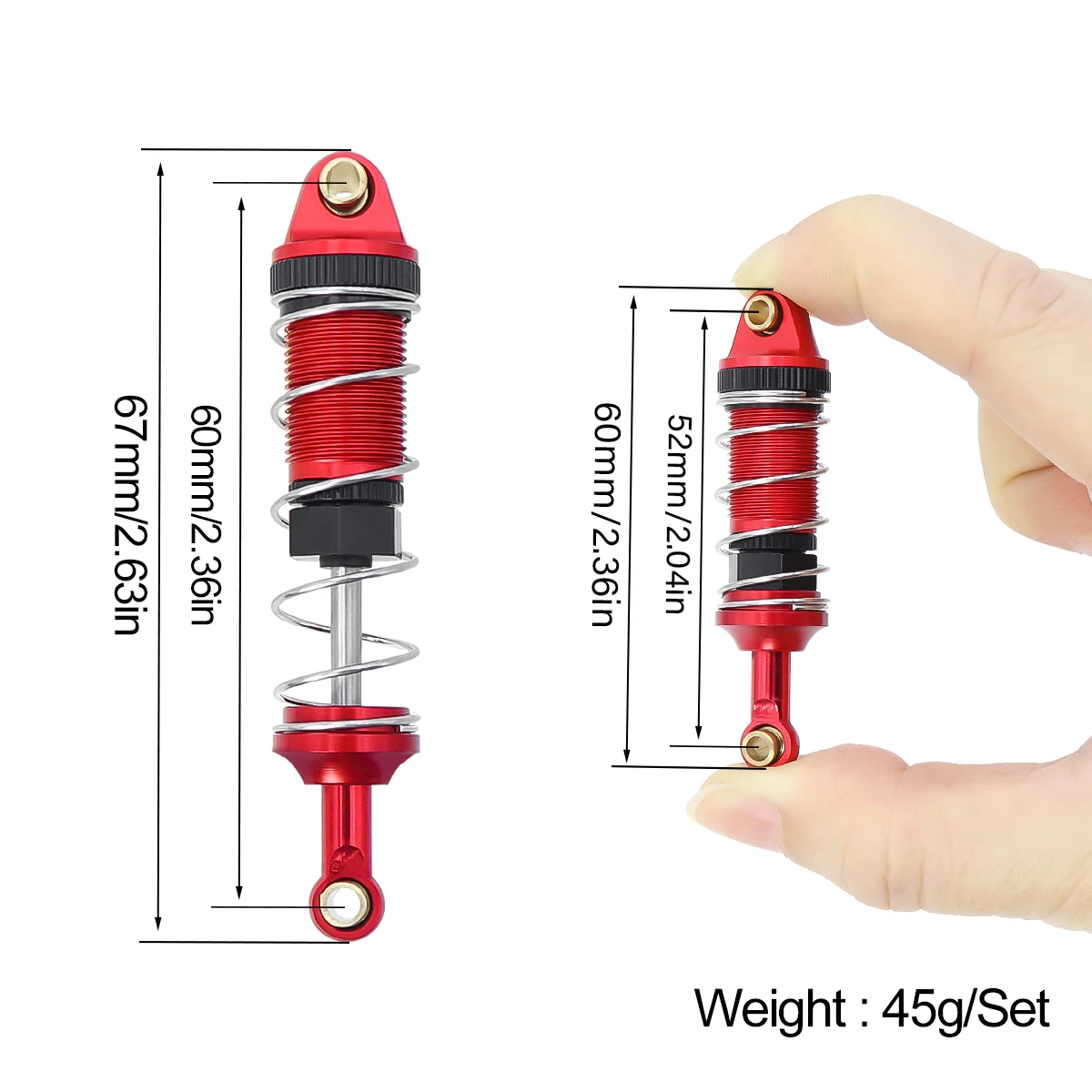 MJX Hyper Go 14301 14302 14303 Metal Front Rear Hydraulic Oil Shock Absorbers Hole to Hole 60MM For 1/14 RC car Upgrade Part - Image 6