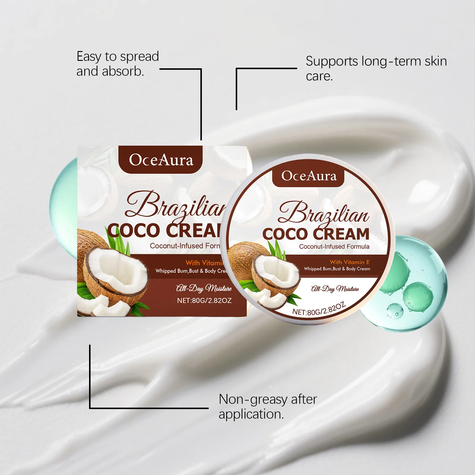 오세아우라 코코넛 바디 영양 로션 탄탄한 피부 빠른 흡수 수분 공급 피로 완화 거칠어짐 개선 피부 마사지 로션