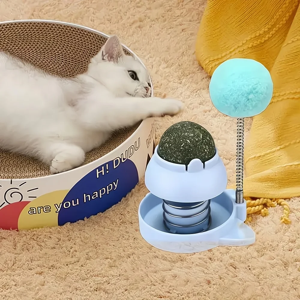 Cat Rotatable Catnip With Spring Ball Toys Natural Catnip Clean Mouth Promote Digestion Cat Toys Pet Supplies