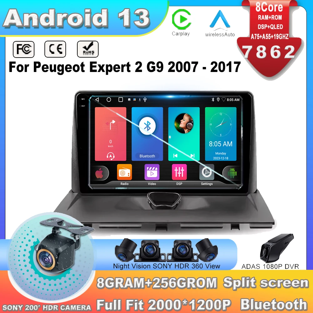 

Магнитола на Android 13 для Peugeot Expert 2 G9 2007-2017, Автомобильная Мультимедийная система с видеоплеером и GPS-навигацией, Android 13, без 2din, dvd, Wi-Fi 7862