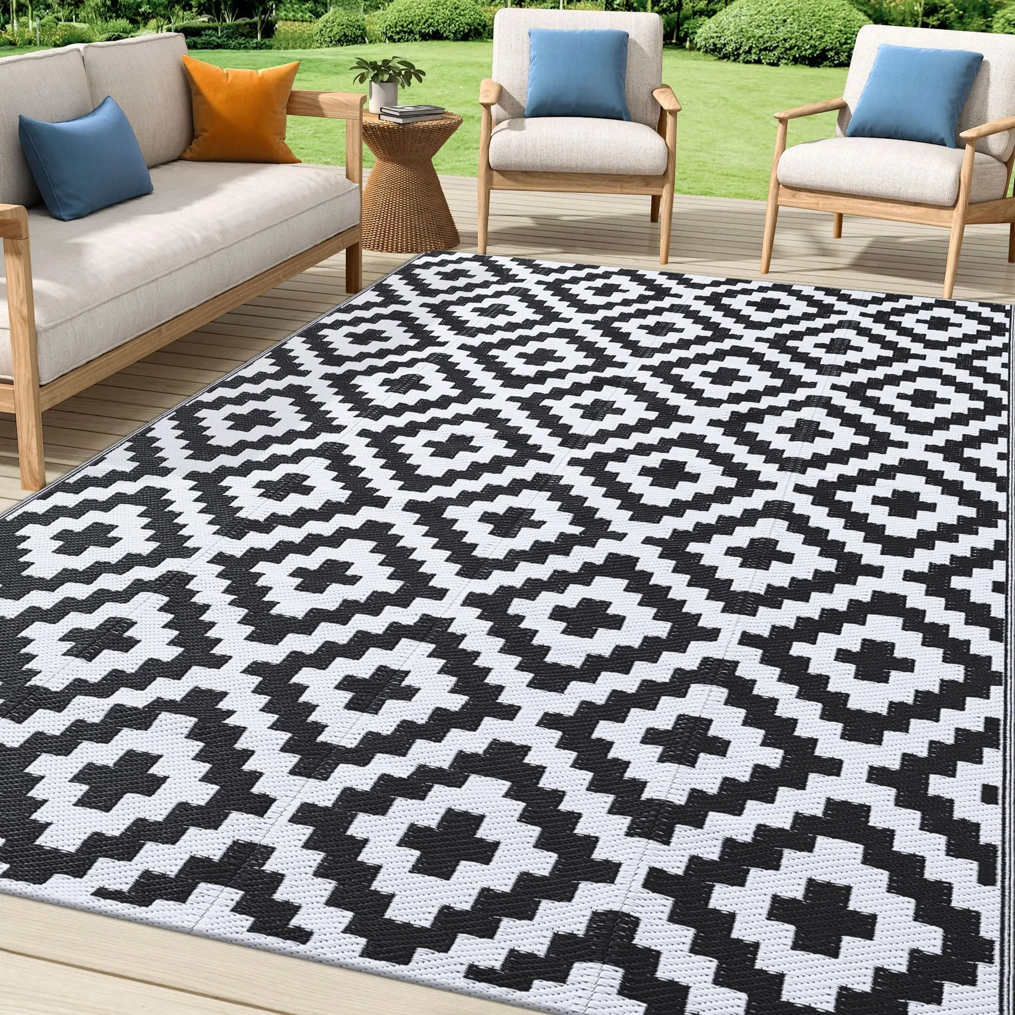 

Olanly Waterproof Outdoor Rug Big Size Reversible Plastic Straw Patio Rug for Camping Mat Outside Indoor Outdoor Picnic Carpet