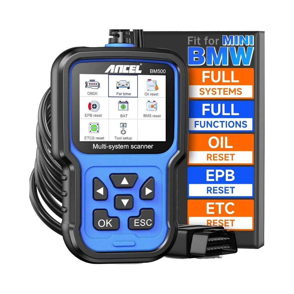 

ANCEL BM500 OBD2 Scanner Battery Registration Tool Mini All Systems Engine ABS SRS ESP SAS Car Code Reader CBS EPB ETC BMS