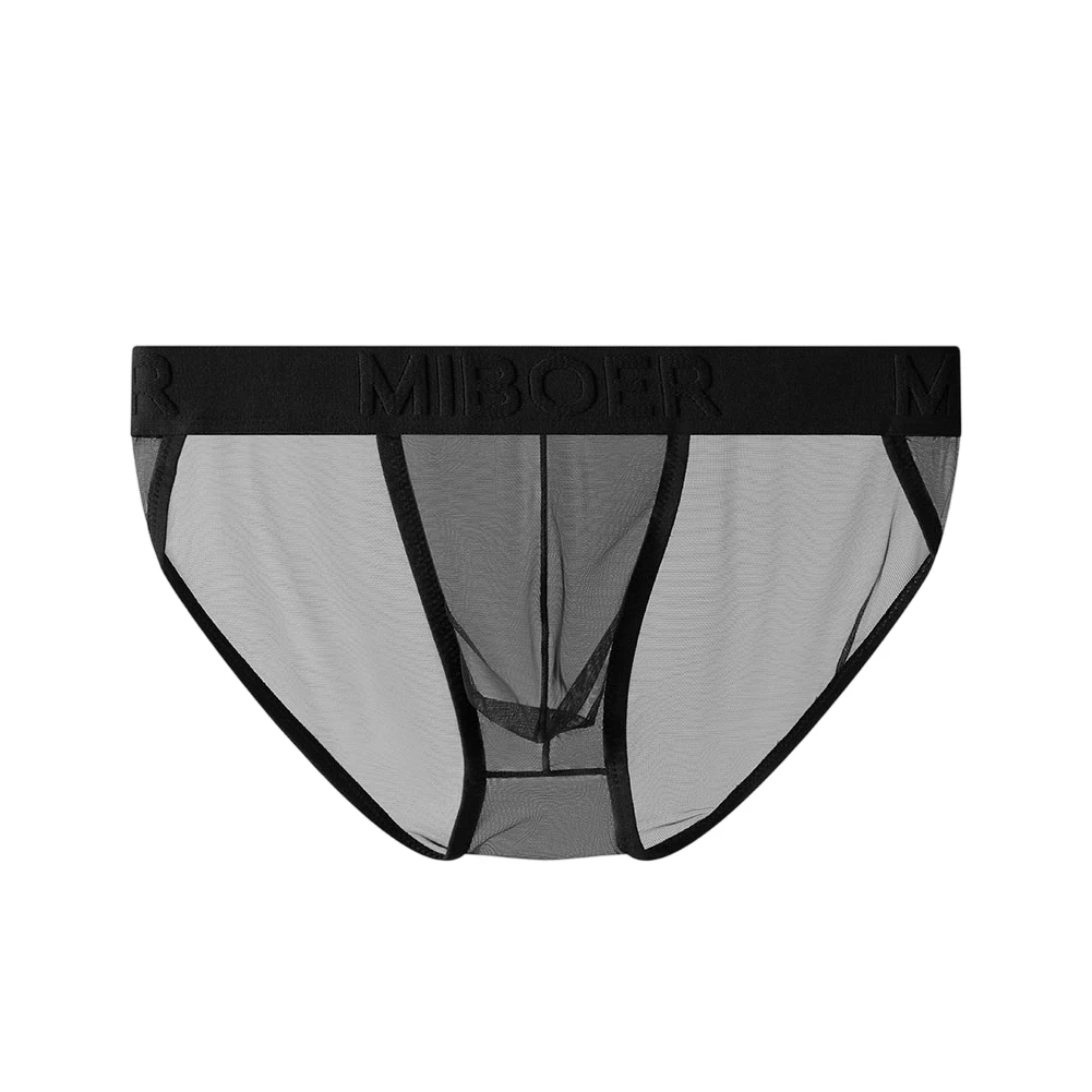 Men Mesh Cooling Briefs Low Rise High Fork U Convex Pouch Sheer Underwear for Men Solid Color Options Polyamide Spandex
