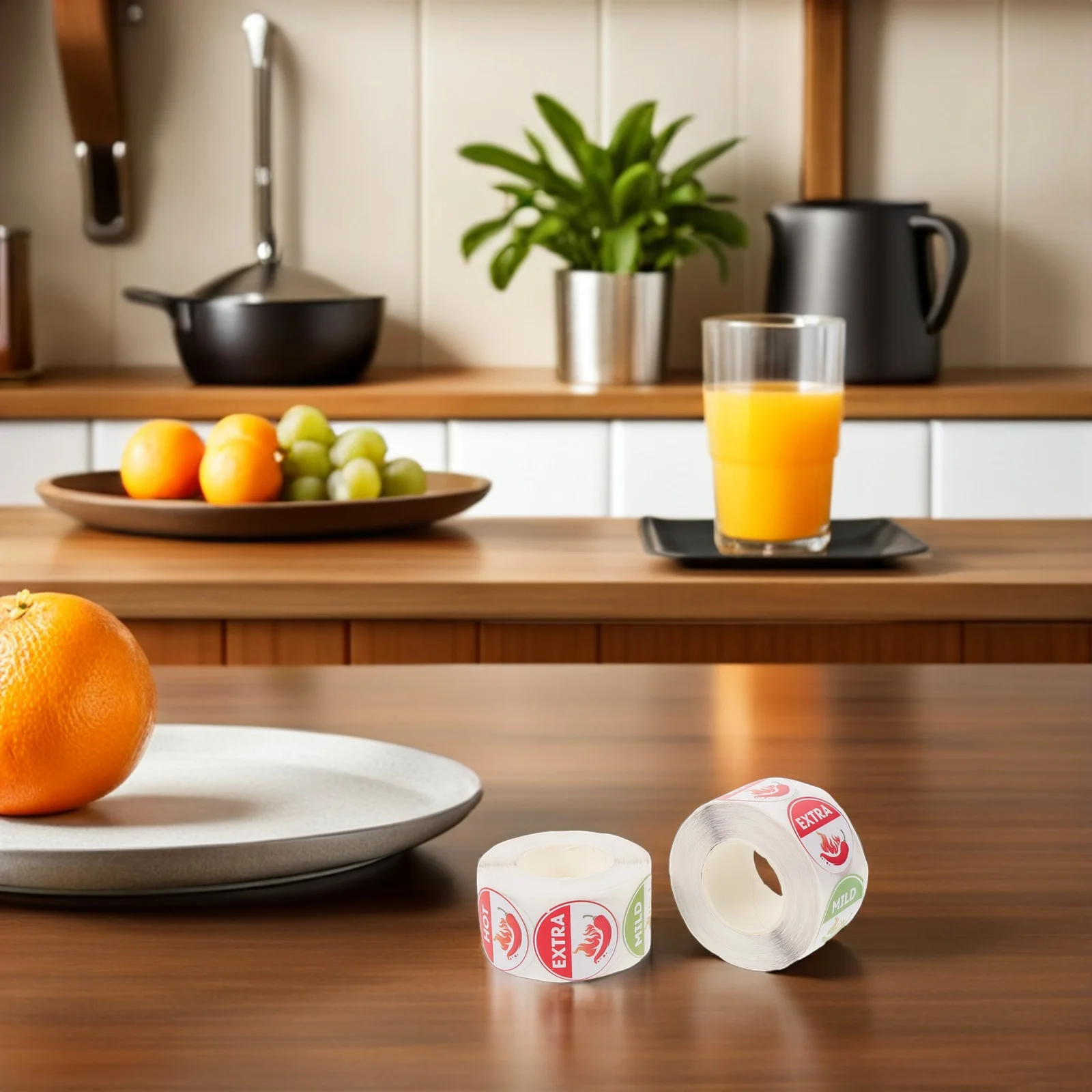 5 قطعة 5 لفات 4 مستويات ملصقات حارة ملصقات توابل مستديرة للصلصة الساخنة التوابل الجرار الفلفل الحار تحذير الشارات-حذر الطعام