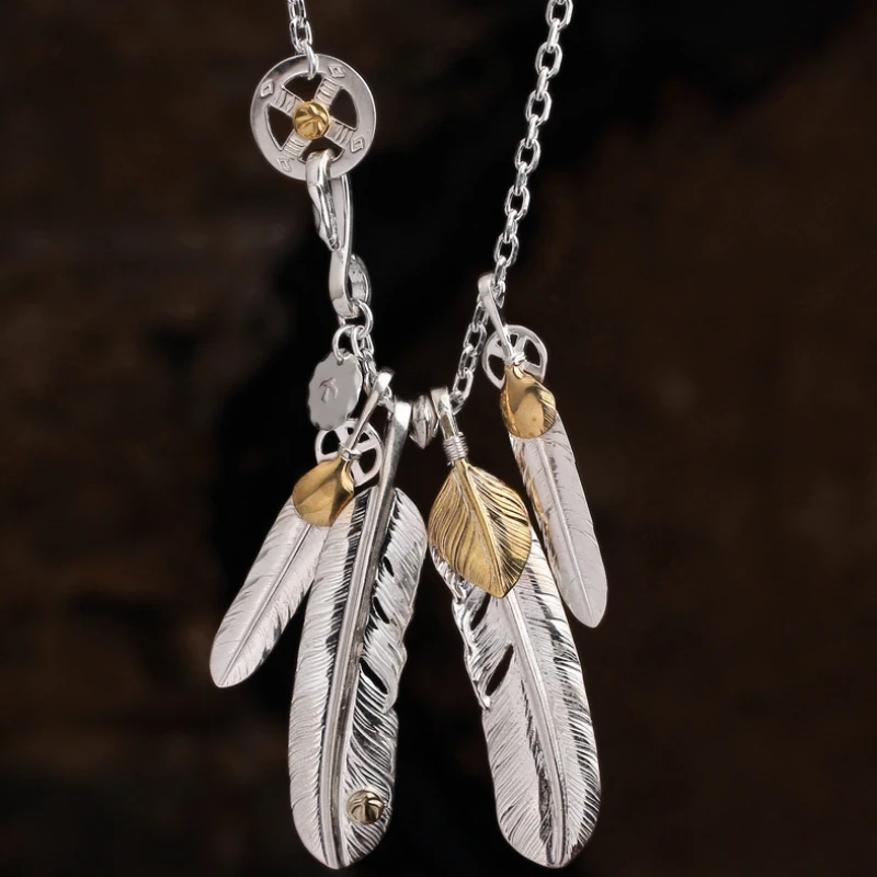 Hip Hop Punk Style Classic Feather Necklace Set Chains Exquisite Pendant Men Business and Domineering Banquet Jewelry