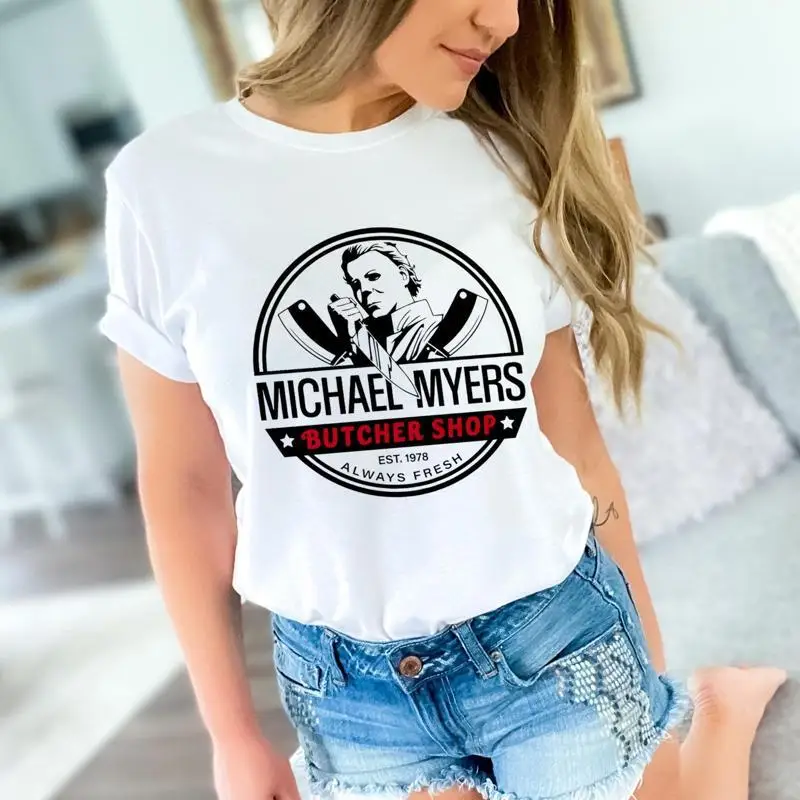 Halloween T Shirt Horror Movie Myers Butcher Shop Scary Movies Creepy Fan Spooky Season
