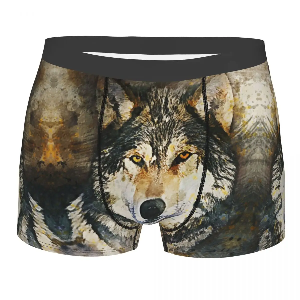 Animal Arts Grey Wild Wolf Underpants Homme Panties Men's Underwear Ventilate Shorts Boxer Briefs