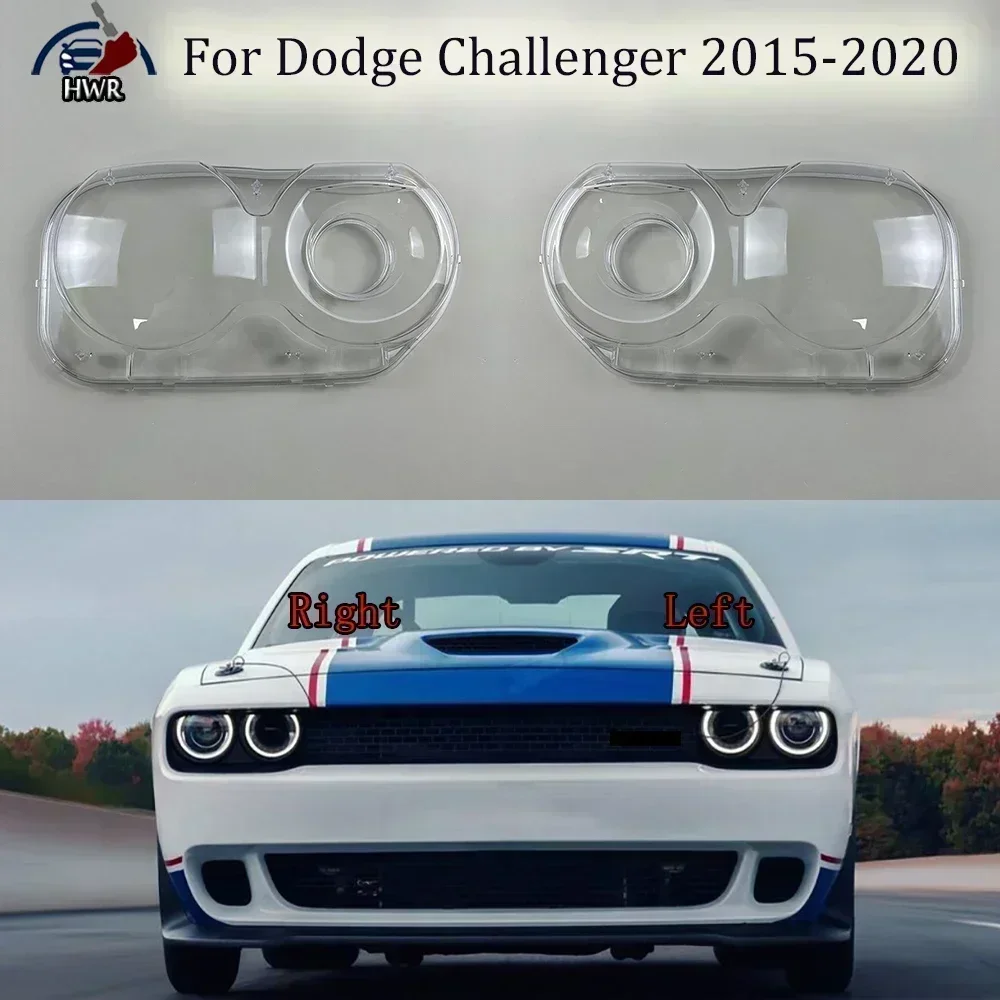 

For Dodge Challenger 2015-2020 Car Front Headlight Cover Clear Light Glass Shell Head Mask Headlamp Transparent Lampshade Cover