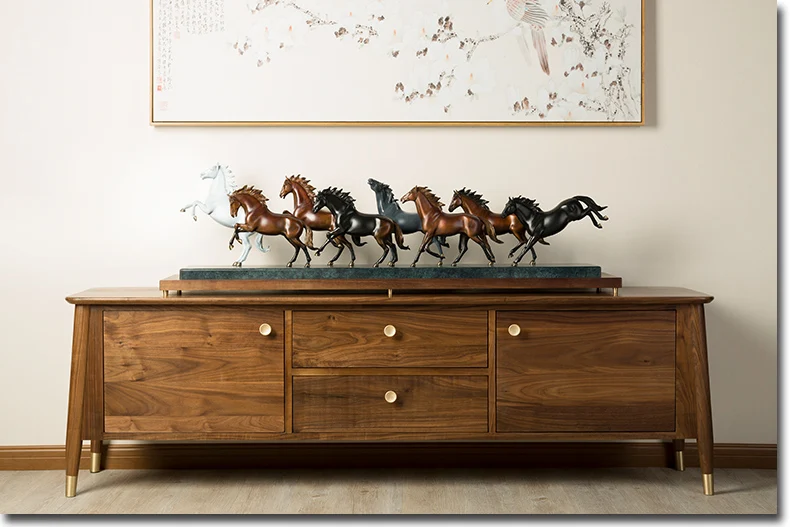 130CM huge large TOP Business high grade Home company Vestibule living room Ornament Success 8 horses handmade brass art statue