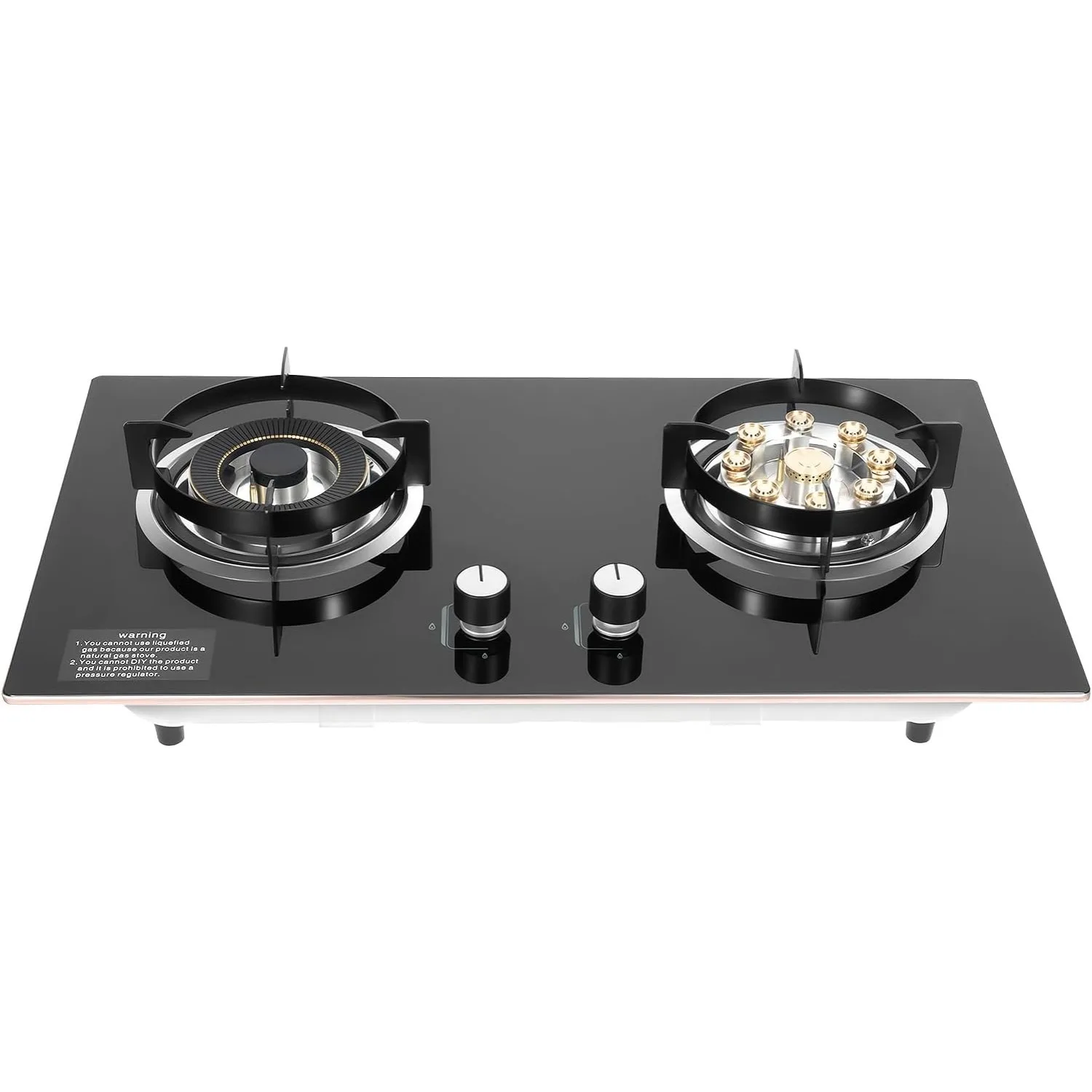 

Natural Gas Cooktop, 2 Burner Natural Stove Gas Cooktop Tempered Glass Built-In Gas Stove Auto Ignition Gas Stove