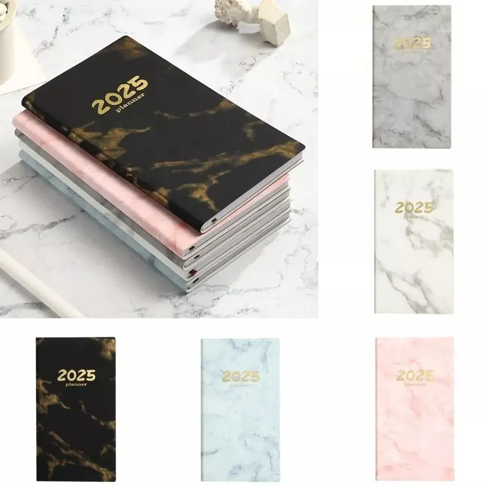 Draagbaar A6 2025 Agendaboek Met Kalenderpocket Notitieboekjes Gemarmerd Omslagdagboek Wekelijkse Planner Schoolkantoor