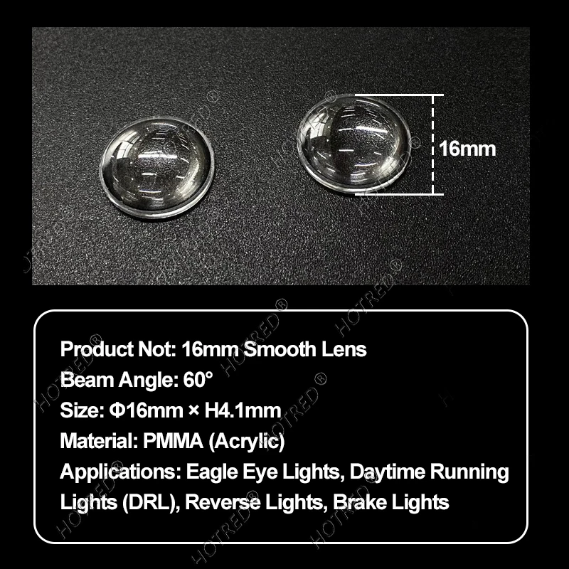 12.5mm 16mm 19mm  Plano Convex Optical PMMA LED Lens Focus Flashlight Torch Lens Smooth/Frosted For High Power LED Auto Car Lamp