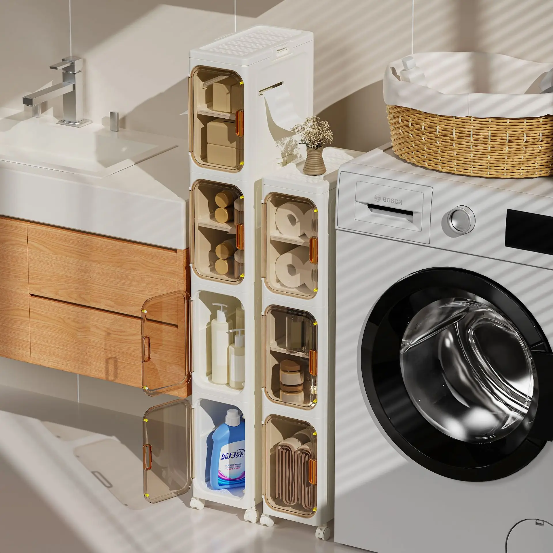 Seam storage racks, kitchen bedroom storage cabinets