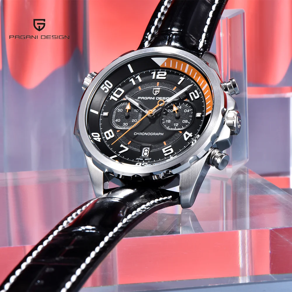 2025PAGANI تصميم جديد 44 مللي متر رجال الأعمال ساعة كوارتز مقياس دوار الهاتفي كرونوغراف 50 متر مقاوم للماء ضوء الليل ساعة رجالي #1