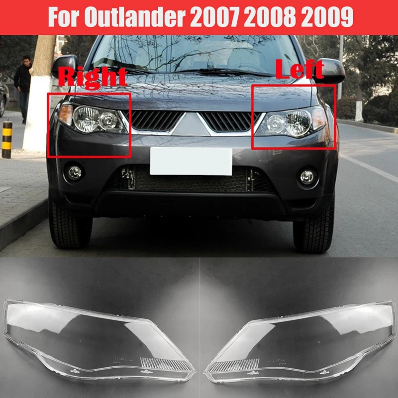 

Для Mitsubishi Outlander 2007 2008 2009, крышка автомобильной фары, прозрачная линза, абажур в виде фары
