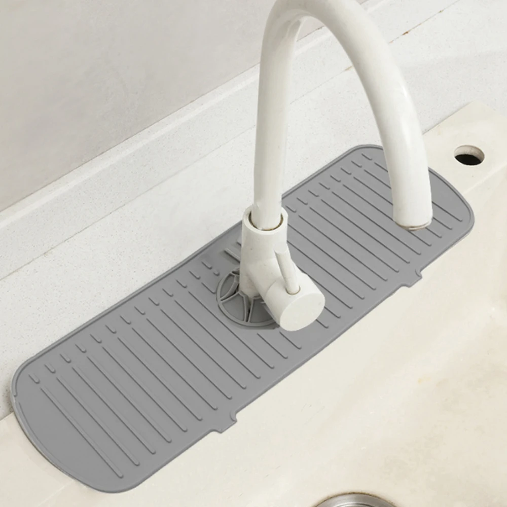 Kitchen Silicone Faucet Mat Water Ripples Faucet Water Catcher Mat Large Sink Splash Pad Countertop Protector Bathroom