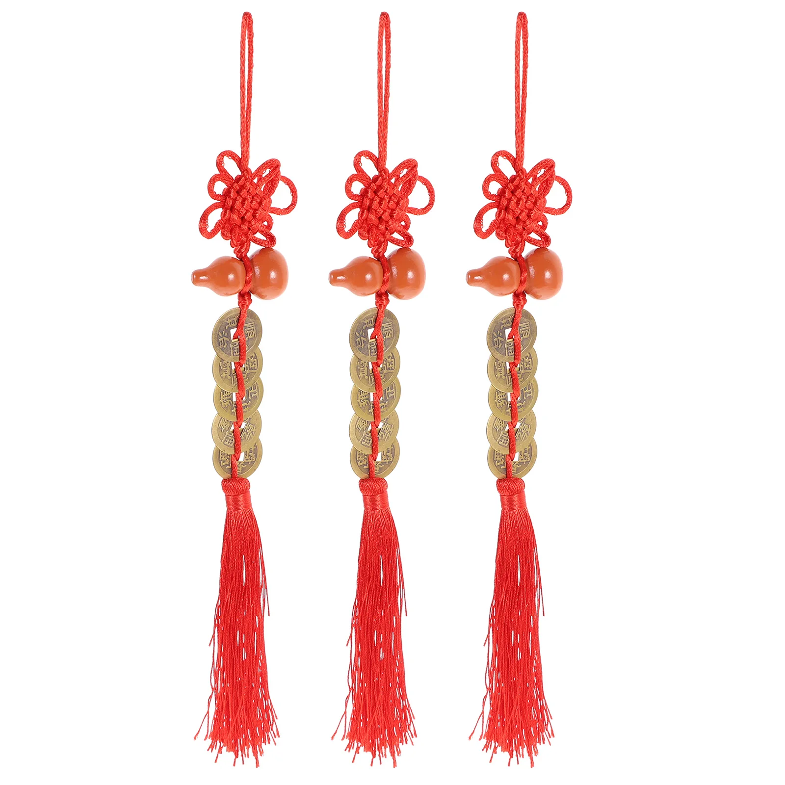 

3Pcs Chinese Knot Tassel Decor Polyester Coin naments Home Car Party Accessories Wear Resistant Long Lasting Traditional Style