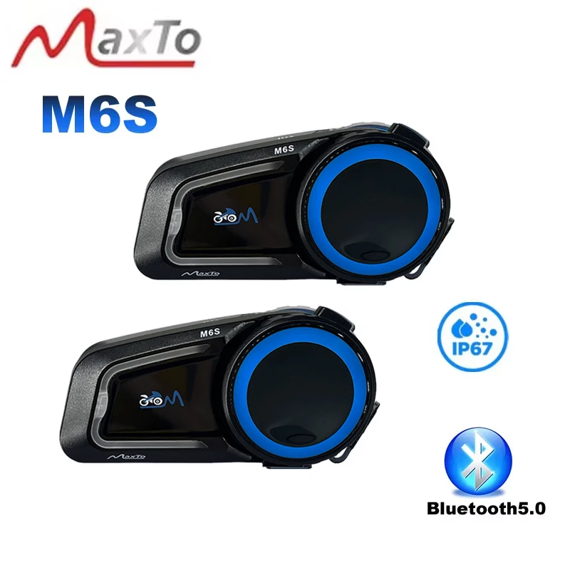 Maxto M6s Motorcycle  Helmet Bluetooth Headset IntercomMeters Supports Music Sharing Distance 1000 meters IP67 Waterproof