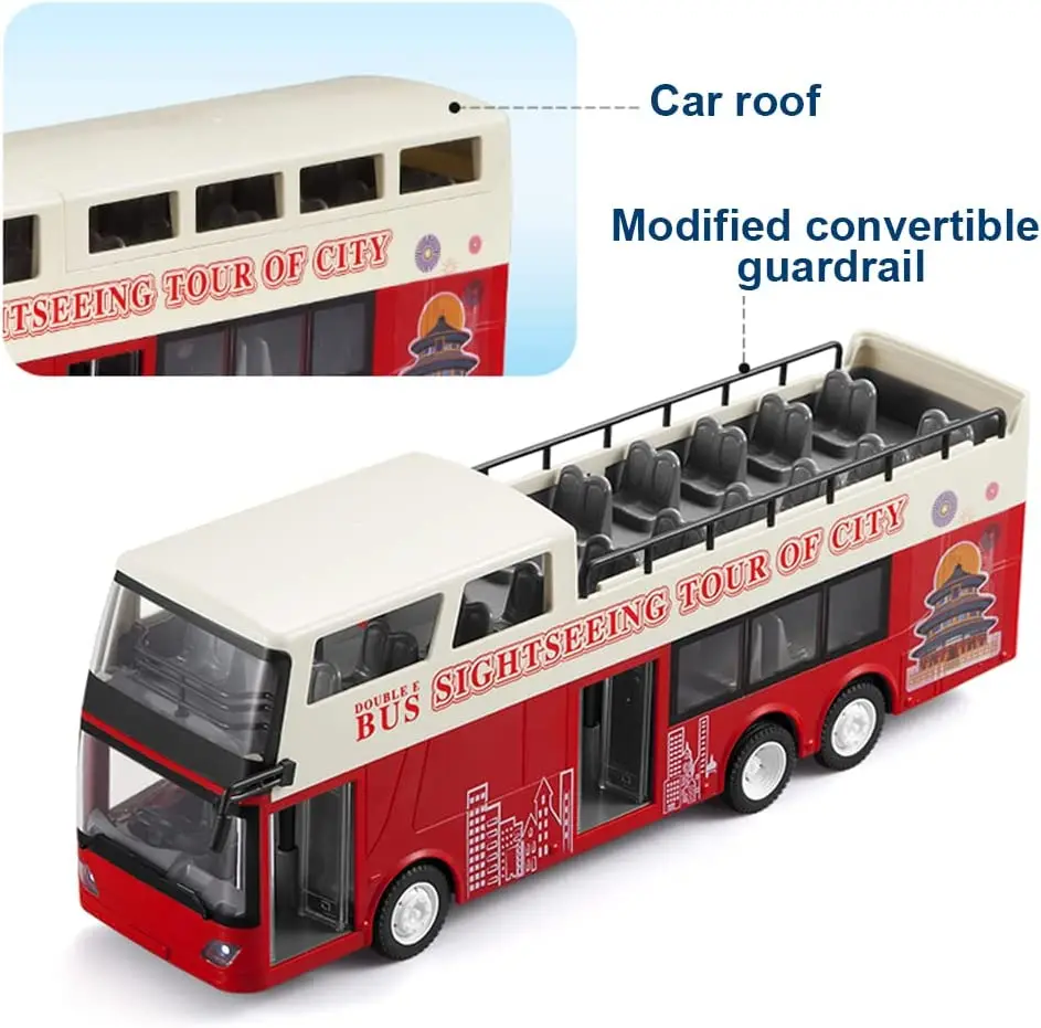 Double E E640 RC Bus Remote Control Double-Decker Sightseeing 1:18 RC Car 2 Speed Electronic Vehicles Opening Door Sound Light