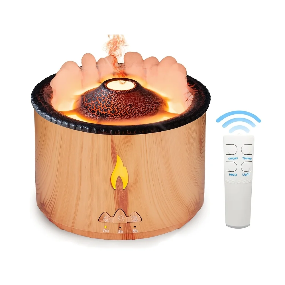 

Volcanic Flame Aroma Diffuser With LED Night Light Portable Essential Oil Humidifier Auto Shut-Off 2 Color Modes For Home Office
