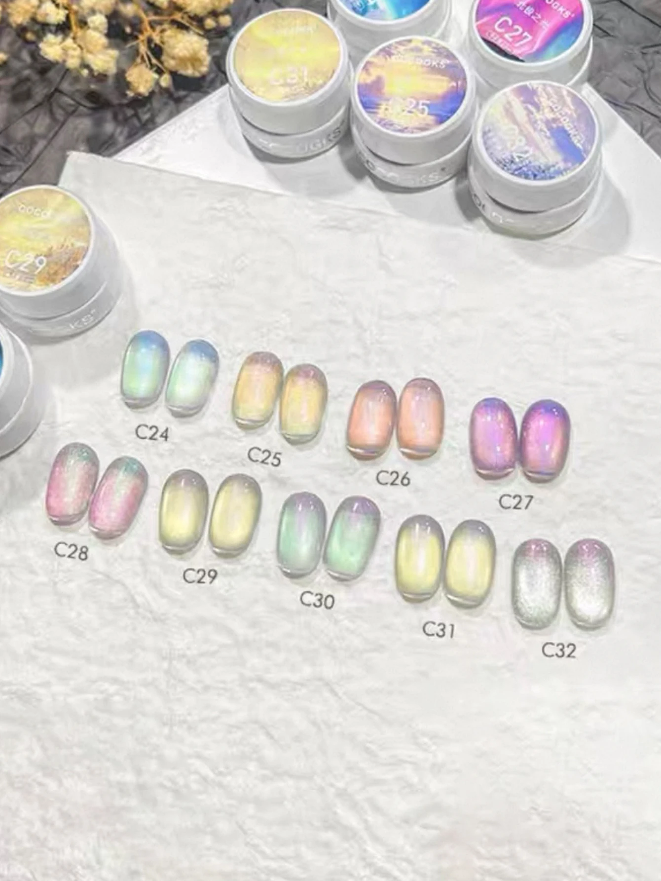 Bolos quentes 1/9 pçs arte do prego super espumante dopamina colorido sonhador aurora olho de gato terapia de luz de cristal gel semi-permanente prego