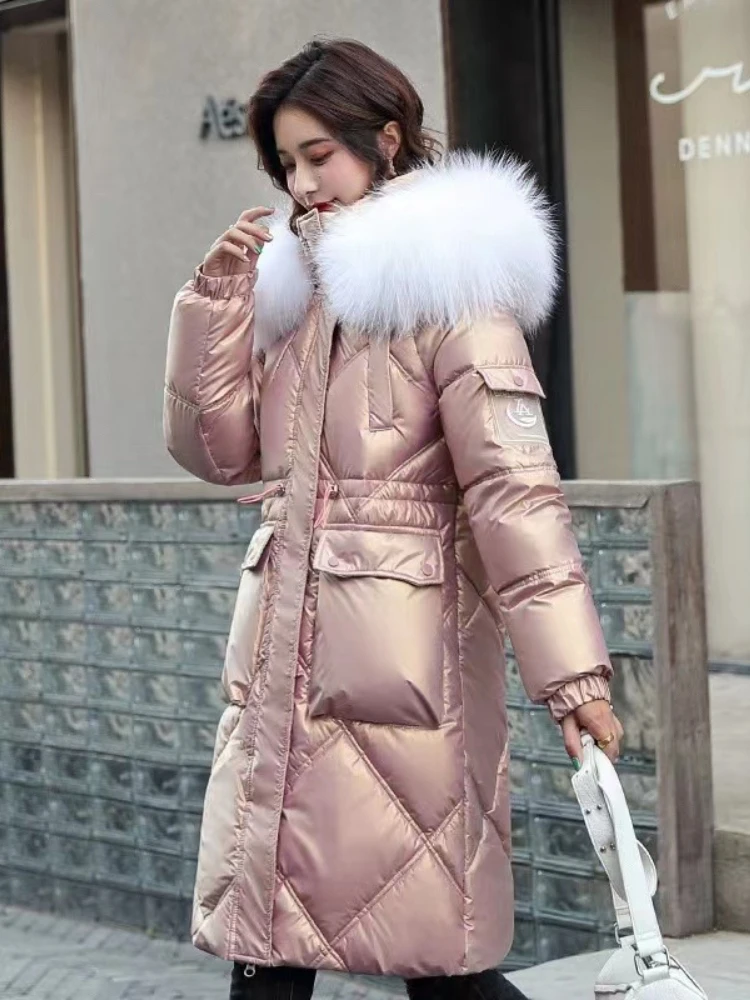 Plus Size Thick Hooded Casual Pockets Parkas Winter Elegant Long Down Coats Korean Style Clothes Autumn Mom New Jacket For Women