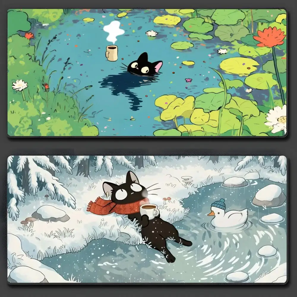 

Cartoon Cat Mouse Pad Large Anti-Slip Rubber Gaming MousePad Durable Desk Pad Thick Seam Edge Suitable For Office And Gaming