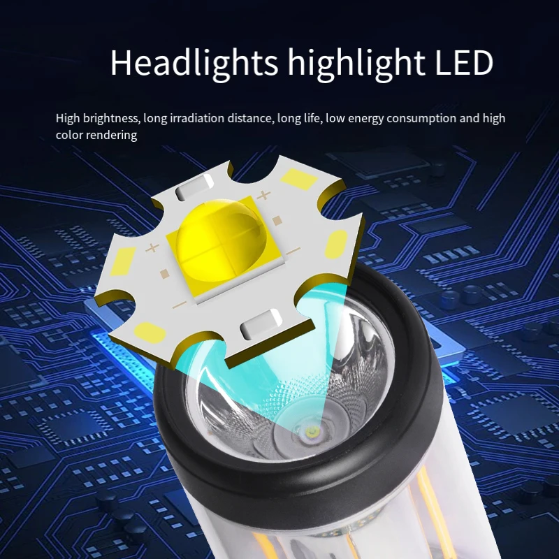 Rechargeable Flashlight Magnetic Torch Zoomable Flashlight COB Zoom Highlight Outdoor Lighting